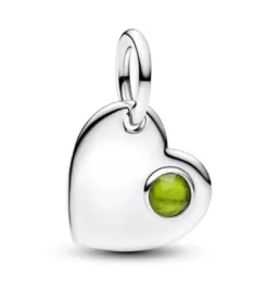 Pandora August Engravable Heart Spring Green Stone Dangle Charm hopeariipus 794295C08
