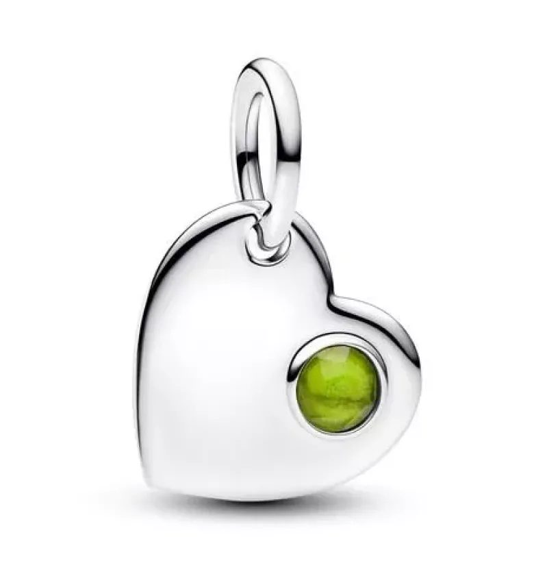 Pandora August Engravable Heart Spring Green Stone Dangle Charm hopeariipus 794295C08