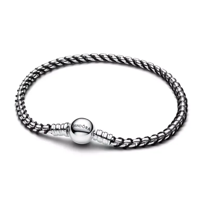 Pandora Black Cord Box Chain hopearanneketju/koru 593816C02