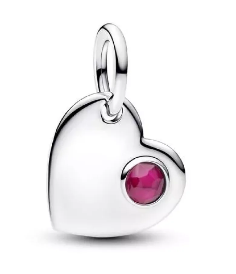Pandora July Engravable Heart True Red Stone Dangle Charm hopeariipus 794295C07