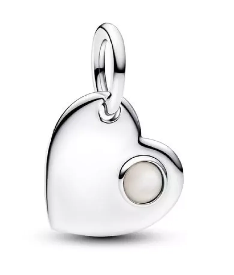 Pandora June Engravable Heart White Stone Dangle Charm hopeariipus 794295C06