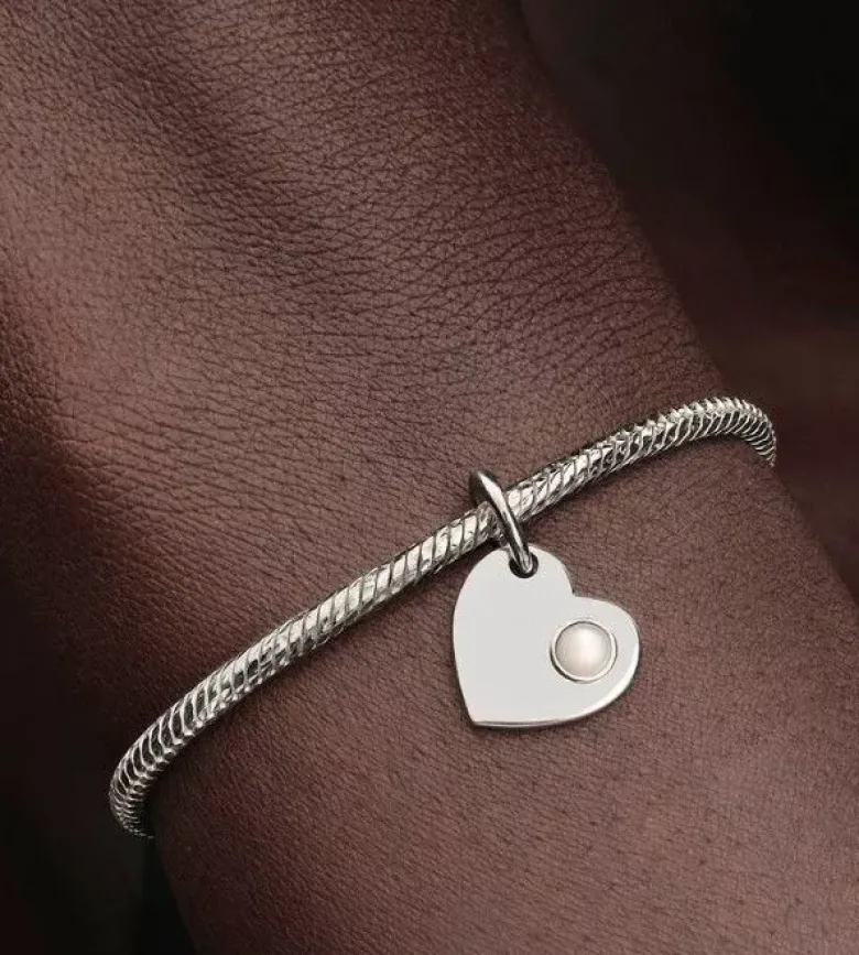 Pandora June Engravable Heart White Stone Dangle Charm hopeariipus 794295C06