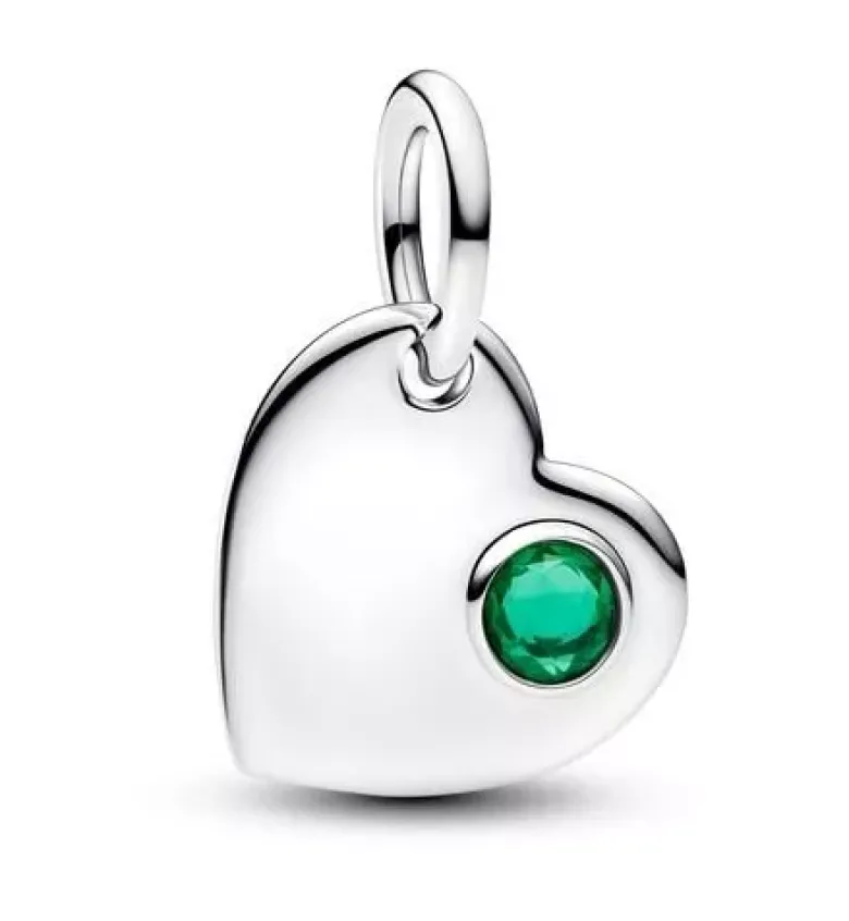 Pandora May Engravable Heart Green Stone Dangle Charm hopeariipus 794295C05