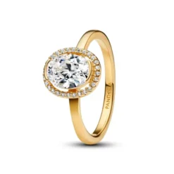 Pandora Oval Sparkling Halo muotisormus 163802C01