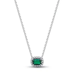 Pandora Sparkling Green Halo hopeakaulaketju 394503C01-45