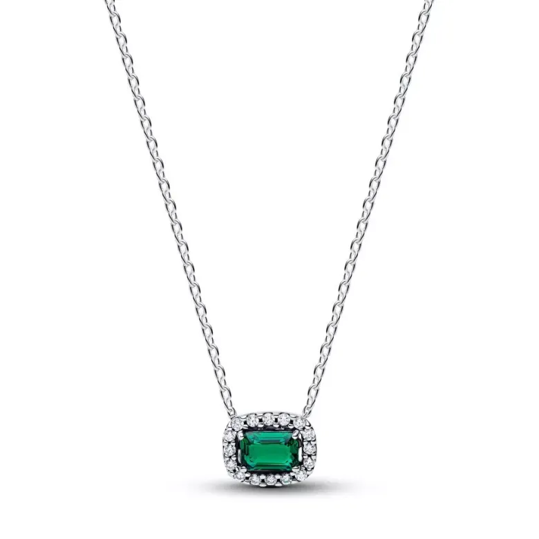 Pandora Sparkling Green Halo hopeakaulaketju 394503C01-45