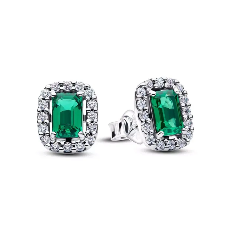 Pandora Sparkling Green Halo hopeakorvakorut 294501C01