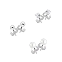 Plus hopeakorvakorut PEARL-BALL-CZ SET