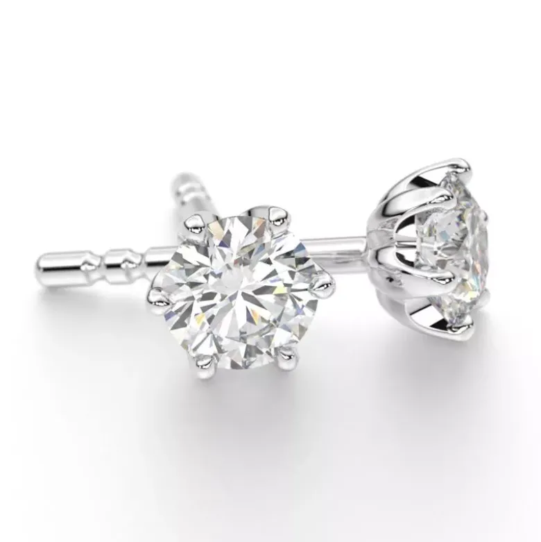 Romanssi Ruusu timanttikorvakorut valkokulta Solitaire 2 x 0.18ct