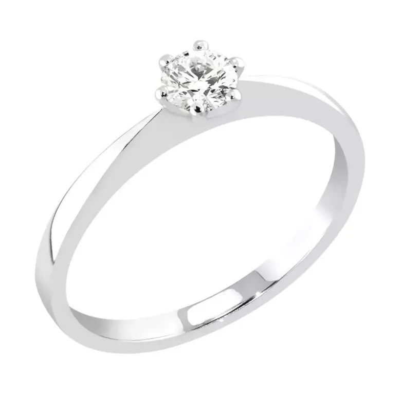 Romanssi Ruusu timanttisormus valkokulta SOLITAIRE 0.20CT