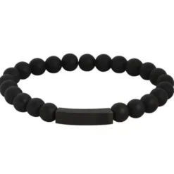 Steel Plus akaattiteräsrannekoru BSS581 BLK AGATE