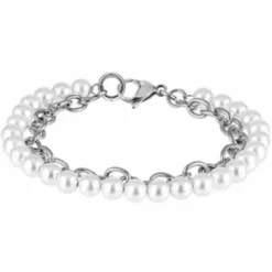 Steel Plus Pearl teräsrannekoru BSS905 SS CHAIN WHITE